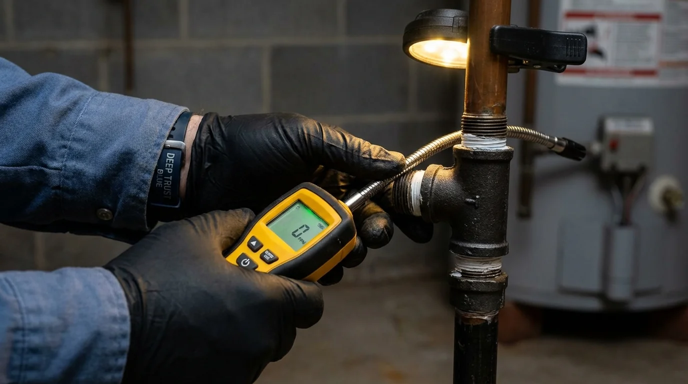 Gas leak detection with electronic sniffer by Johns Plumbing LLC in Cotulla