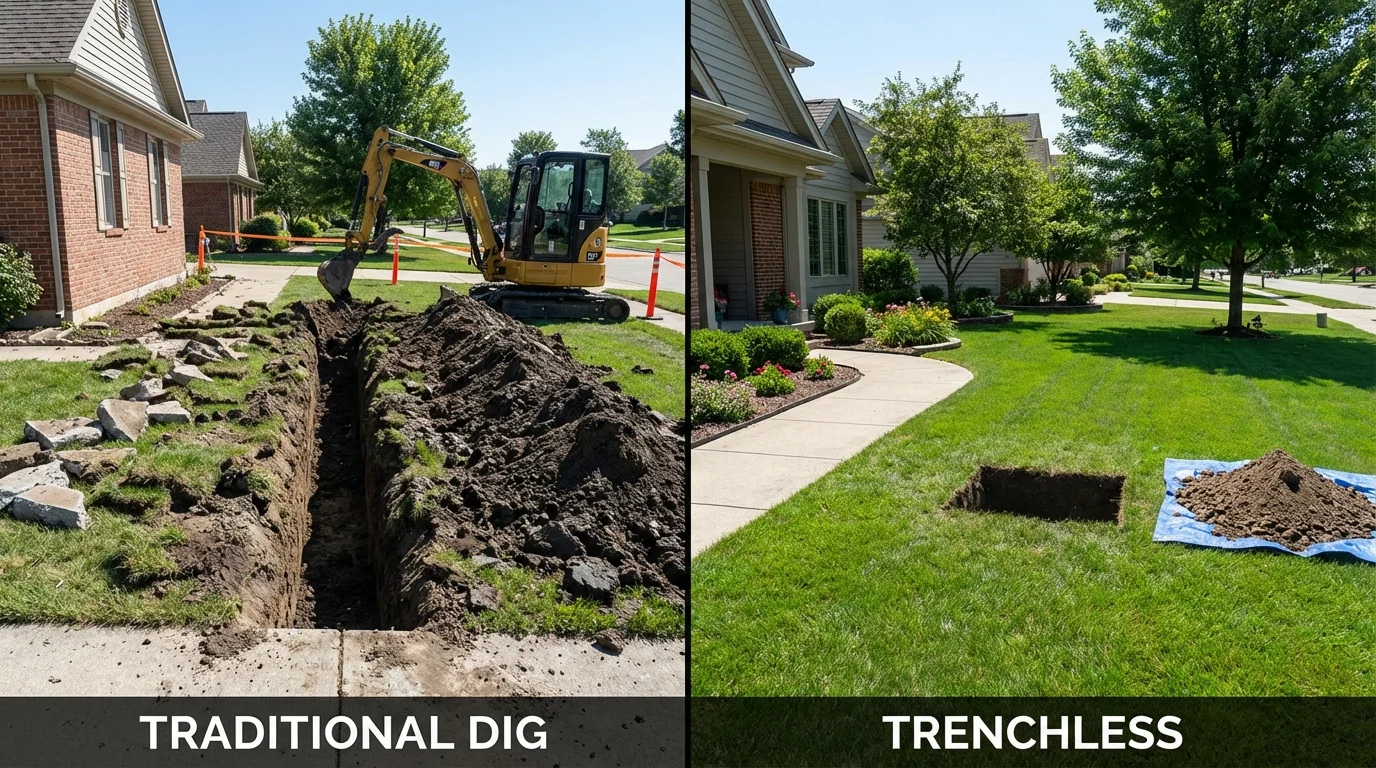 Trenchless sewer repair with minimal yard damage versus traditional excavation in Cotulla, TX